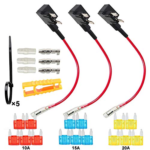 QitinDasen 3Pcs Premium 12V / 24V Kleiner Add-a-Circuit Sicherungshalter, Klinge Sicherungshalter, KFZ Sicherung Tap, Flachsicherungsadapter mit 15Pcs Mini Blade Sicherung QitinDasen 3Pcs Premium 12V / 24V Kleiner Add-a-Circuit Sicherungshalter, Klinge Sicherungshalter, KFZ Sicherung Tap, Flachsicherungsadapter mit 15Pcs Mini Blade Sicherung von QitinDasen