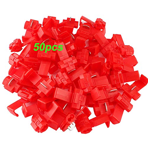 QitinDasen 50Pcs Rot Abzweigverbinder, Stromdiebe Schnellverbinder, Kabelabzweiger Quickverbinder, Draht Kabelstecker Schloss Terminal von QitinDasen