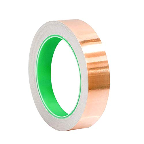 QitinDasen 50m X 20mm Premium Kupferfolienband, Kupferfolie Kupferband, EMI Abschirmband Selbstklebend Abschirmband, Doppelt Leitende Kupferband Copper Foil Tape von QitinDasen