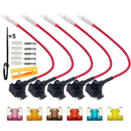 QitinDasen 5Pcs Premium 12V / 24V Low-Profile Add-a-Circuit Sicherungshalter, Klinge Sicherungshalter, KFZ Sicherung Tap, Flachsicherungsadapter mit 6Pcs Mikro Blade Sicherung QitinDasen 5Pcs Premium 12V / 24V Low-Profile Add-a-Circuit Sicherungshalter, Klinge Sicherungshalter, KFZ Sicherung Tap, Flachsicherungsadapter mit 6Pcs Mikro Blade Sicherung von QitinDasen