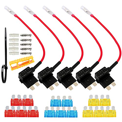QitinDasen 5Pcs Premium 12V / 24V Medium Add-a-Circuit Sicherungshalter, Klinge Sicherungshalter, KFZ Sicherung Tap, Flachsicherungsadapter mit 15Pcs Standard Blade Sicherung QitinDasen 5Pcs Premium 12V / 24V Medium Add-a-Circuit Sicherungshalter, Klinge Sicherungshalter, KFZ Sicherung Tap, Flachsicherungsadapter mit 15Pcs Standard Blade Sicherung von QitinDasen