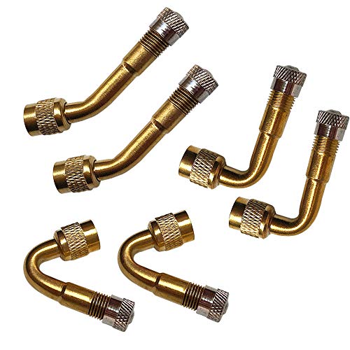 QitinDasen 6Pcs Professionell Reifen Ventilverlängerung Adapter Set, Messing Reifenventil Verlängerung Schrader Ventil Adapter, für Fahrrad, Motorrad, Auto (Golden, 45°, 90°, 135°) von QitinDasen