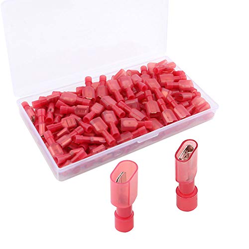 QitinDasen 80Pcs Premium Vollisoliertes Schnellverbinder, Vollisoliertes Flachsteckhülsen, Männlich/Weiblich Nylon Crimpverbinder Steckverbinder (40 Paar Rot, 10A / 22-16 AWG) von QitinDasen