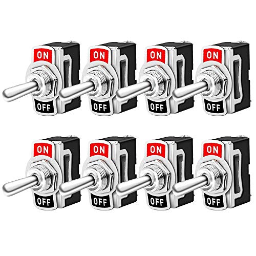 QitinDasen 8Pcs Professionell 6A 250V / 10A 125V Auto Kippschalter, SPST 2-Polig Rocker Toggle Switch, EIN/AUS 2 Position Wippschalter mit Metallhebel, für PKW, LKW, Boot QitinDasen 8Pcs Professionell 6A 250V / 10A 125V Auto Kippschalter, SPST 2-Polig Rocker Toggle Switch, EIN/AUS 2 Position Wippschalter mit Metallhebel, für PKW, LKW, Boot von QitinDasen