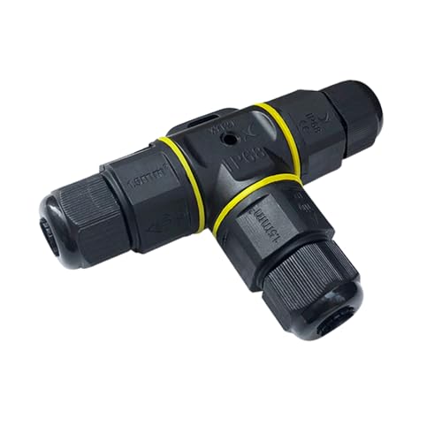 QitinDasen T-Form 3 Polig Wasserdicht Außen Kabelverbinder, IP68 Wasserdicht Abzweigdose Außen Kabelverbinder, für Kabeldurchmesser 5～9 mm (Schraube Typ) von QitinDasen