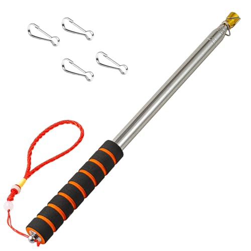 Qiuboluny 2.5M Teleskop Fahnenstange, Handheld Fahnenstange Fahnenmast mit Clips, teleskopstab Fahnenstange Ausziehbar, für Camping Reise Ausflüge Wettbewerbe Lehrer Reiseleiterr (Gold) von Qiuboluny