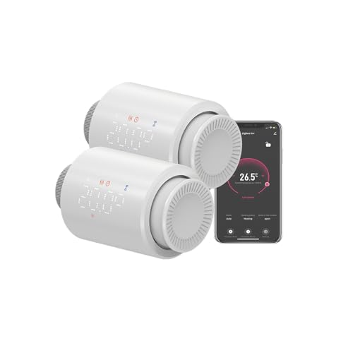Qiumi LED-Zigbee-Thermostat-Heizkörperventil, eTRV, Smart Life App-Steuerung, Sprachsteuerung funktioniert mit Alexa Googolehome von Qiumi