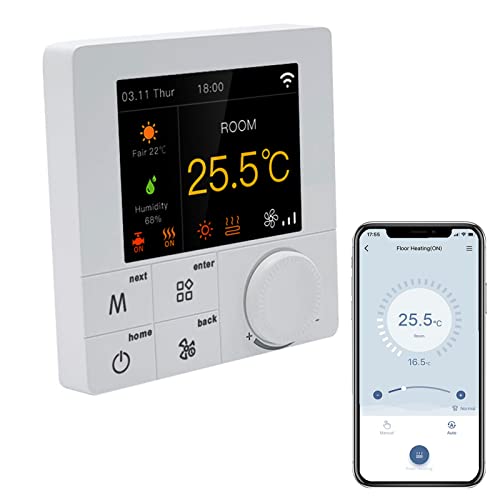 Qiumi RGB Bunter LCD-Bildschirm, Smart WiFi Wasserthermostat, funktioniert mit Alexa Google Home, 3A 100~240V AC von Qiumi