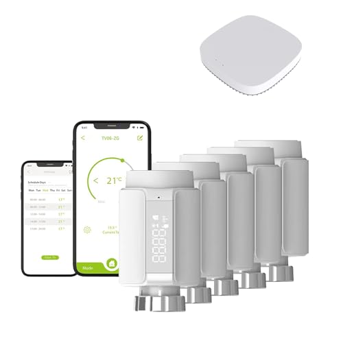 Qiumi Smart Home Radiator Thermostat Digital Zigbee heizungsthermostat, App Control, Alexa, Google Assistant, Energy Saving,Easy Installation von Qiumi