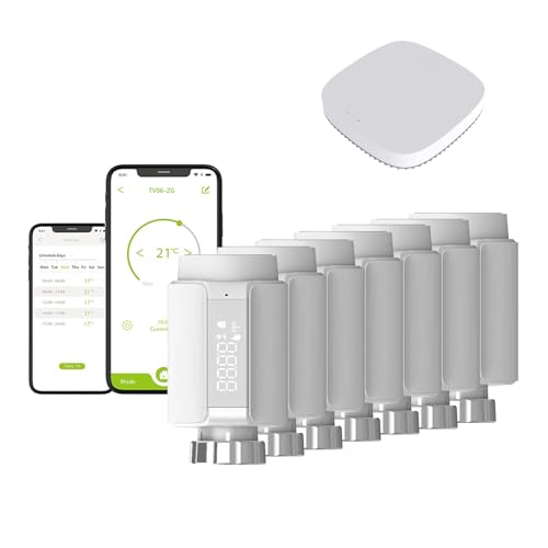 Qiumi Smart Home Radiator Thermostat Digital Zigbee heizungsthermostat, App Control, Alexa, Google Assistant, Energy Saving,Easy Installation von Qiumi