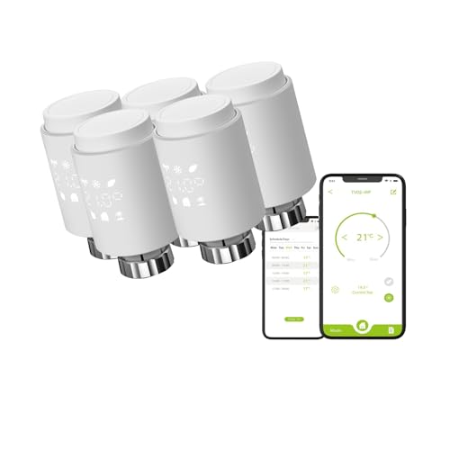 Qiumi Smart WiFi Heizkörper Stellantrieb Programmierbares Thermostat-Heizkörperventil Unterstützung Alexa Googlehome Kein Gateway erforderlich Wifi Direct von Qiumi