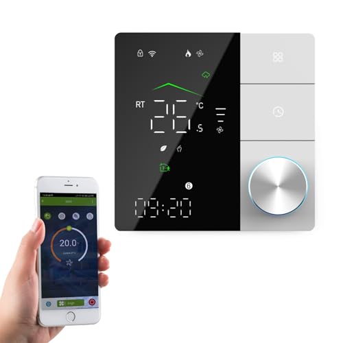 Qiumi Smart WiFi Knob Thermostat Programmierbarer Temperaturregler Tuya Smart Life APP Fernbedienung, für Wasser Fußbodenheizung kompatibel mit Alexa Google Home von Qiumi