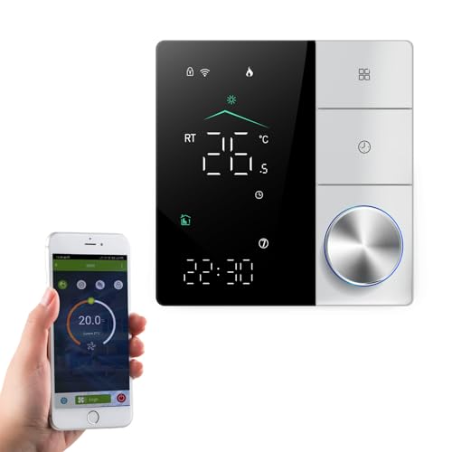 Qiumi Smart WiFi Knob Thermostat Programmierbarer Wasserthermostat LCD-Display Funktioniert mit Alexa Google Home, 5A 95~240V AC von Qiumi