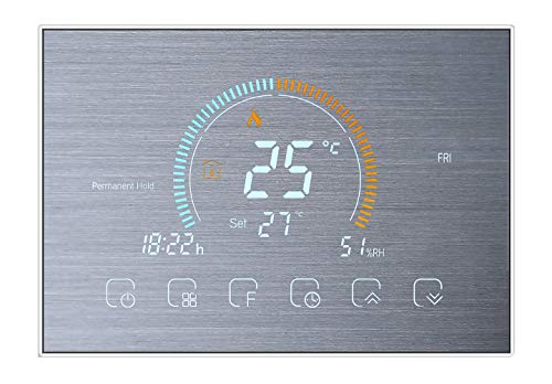 Qiumi Smart Wifi Thermostat Programmierbarer Wasserthermostat Anzeige Wetter, UV-Index, Luftfeuchtigkeit Kompatibel mit Alexa Google Home, 5A 95~240V AC （Wandmontage） von Qiumi