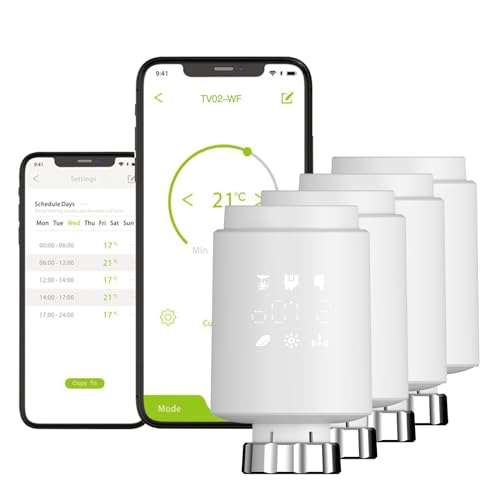 Qiumi Smart-WLAN-Thermostat-Heizkörperventile, WLAN, funktioniert direkt mit Alexa Googlehome, kein Gateway erforderlich von Qiumi