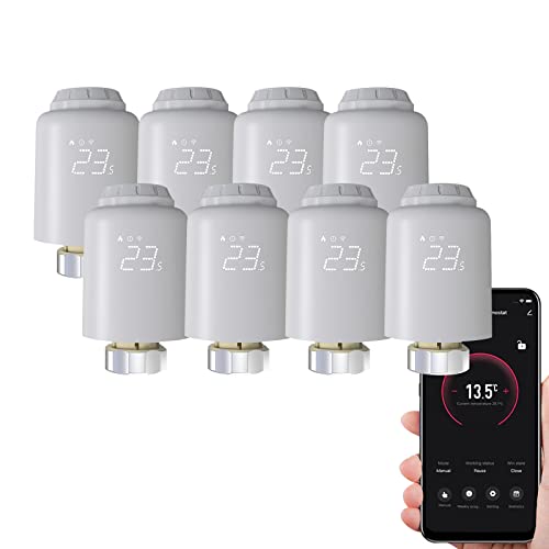Qiumi WLAN-Heizkörper-Stellantrieb, programmierbar, Thermostat-Heizkörperventil, unterstützt Alexa, Googlehome Wifi Direct von Qiumi