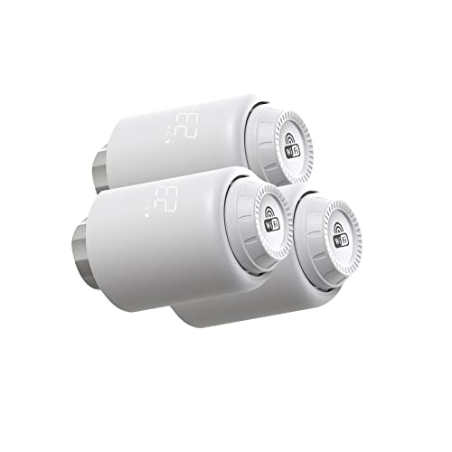Qiumi WiFi Thermostat-Heizkörper-Aktuatorventile, WiFi Direct, programmierbare Steuerung Alexa Google Sprachsteuerung von Qiumi