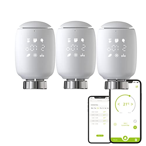 Qiumi Zigbee Smart Thermostat Heizkörperventil, Smart Programmierbarer Thermostat, Temperaturheizung, eTRV, Alexa, Googlehome Sprachsteuerung, Steckertyp ist M30 x 1,5 von Qiumi
