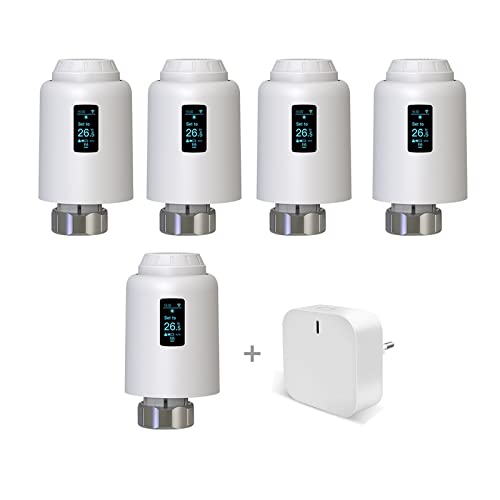 Qiumi Zigbee Smart Thermostatic Radiator Valve, Unterstützt Fernbedienung durch Smart Life App, Sprachsteuerung durch Alexa und Googlehome (OLED Display) von Qiumi
