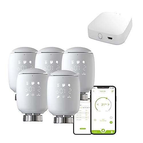 Qiumi Zigbee Thermostat-Heizkörperventil, LED-Bildschirm mit einstellbarer Schriftrichtung, Sprachsteuerung funktioniert mit Alexa Googlehome von Qiumi