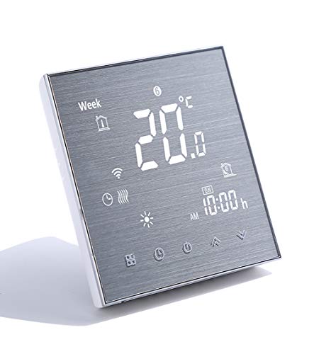 Smart WiFi Thermostat WiFi Programmierbarer Wasserthermostat LCD Display Temperaturregler Funktioniert mit Amazon Alexa Google Home IFTTT 5A, Innovation Gebürstete Platte(Einstellbare Helligkeit) von Qiumi