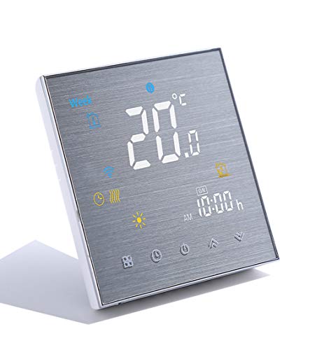 Smart WiFi Thermostat WiFi Programmierbarer Wasserthermostat LCD Display Temperaturregler Funktioniert mit Amazon Alexa Google Home IFTTT 5A,Innovation Gebürstete Platte(Einstellbare Helligkeit) von Qiumi