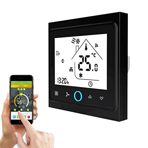 Qiumi Smart WiFi Thermostat, Temperaturregler Intelligente Klimaanlage, programmierbarer Temperaturregler, mit 2-Röhren-LCD-Bildschirm, Funktioniert mit Alexa Googlehome von Qiumi