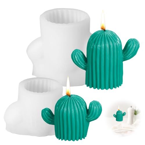 2 Stück Kerzen Formen Silikon, Silikonform Blumen Kaktus, Silikonform Kaktus verwendet für Kerzen, Seife und andere DIY Handwerk machen von Qiuruoo