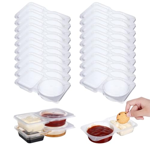 Qiuruoo 20 StüCk Reusable Snack Pack Containers，Snack Container，Snackbox mit Fächern，Wiederverwendbare Snackboxen füR Haussaucen Und Campingsnacks, Einfach zum Mitnehmen（14cm*8.5cm） von Qiuruoo