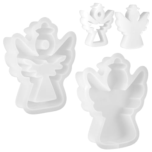 2 Stück Silikonform Engel,3D Silikonformen Gießformen,Große und Kleine Silikonform Weihnachten,Silikon Formen zum Gießen Engel Figur,Silikon Gießformen für Geburtstag Hochzeit Weihnachten Ostern(D) von Qiuvpop