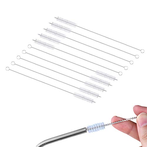 10 Stück 20,3 cm Tube Brush Trinkhalme Rohre Edelstahl Tumbler Reagenzgläser Bürste Lange Nylon Reinigungsbürste Set für Babyflaschen Strohhalme Trichter Teekanne Düse Trinkhalme Keyboards Reiniger von Qiuyan