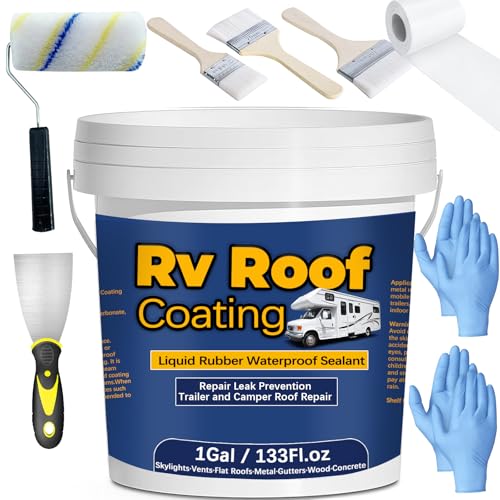 1Gal/133Fl.oz Weiß Wasserdichte Dichtungsmittel Flüssiggummi Rv Dachbeschichtung Camper Dach Reparatur Solar Reflektierende Holzbürste Putty Messer Nitril Handschuhe Roller Drywall Reparatur Band 1Gal/133Fl.oz Weiß Wasserdichte Dichtungsmittel Flüssiggummi Rv Dachbeschichtung Camper Dach Reparatur Solar Reflektierende Holzbürste Putty Messer Nitril Handschuhe Roller Drywall Reparatur Band von Qiveaory