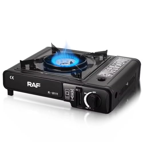 Gaskocher 1-flammig mit Piezozündung, Campingkocher für Gaskartuschen MSF-1a 227 g, Camping Herd mit Tragekoffer - Ideal für Outdoor von Qivee