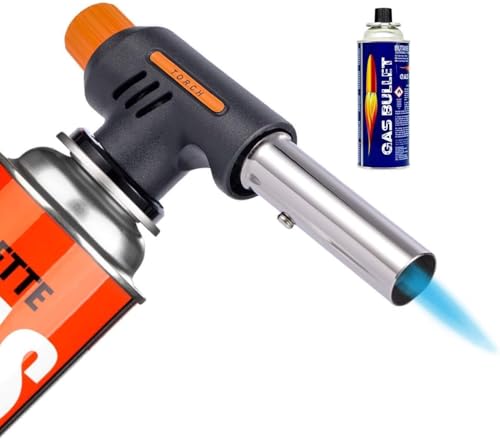 Qivee ® Gasbrenner mit Kartusche 4x227g – Schweißbrenner max. 1300°C Temperatur – Lötlampe mit Piezozündung – Bunsenbrenner Küche -Küchenbrenner (Brenner inkl. 8x Gas) von Qivee