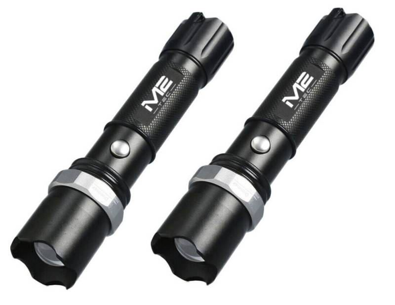 Qivee LED Taschenlampe 2x Q-007 (Packung, 2-St., 2x Taschenlampen, 4x Akkus, 2x Ladekabel, 2x Box), Robustes und kompaktes Design von Qivee