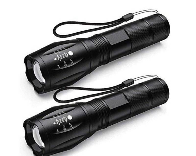 Qivee LED Taschenlampe 2x Q-76-1 (Packung, 2-St., 2x Taschenlampe, 2x Akkus, 2x Akku-Ladegerät, 2x Box), Direktes Laden und einfacher Gebrauch von Qivee
