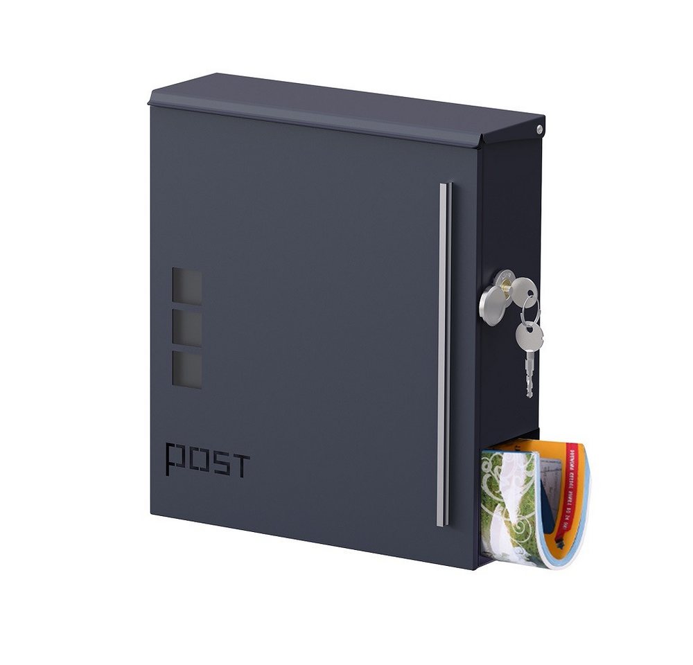 Qivee Wandbriefkasten CMB2300 (1x Qivee Briefkasten 2x Schlüssel, Montagematerial, 1-St., Packung), Modernes Design, Robuste Konstruktion, Sichere Aufbewahrung von Qivee