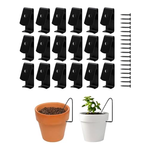 Qivine 18 Stück Tontöpfe Aufhänger, Schwerlast Terracotta Blumentopf Clip, Verborgen Blumenampel Halterung Pflanzenhaken für 5-8 Zoll Terrakotta Topf Blumentopf, bis zu 20kg von Qivine