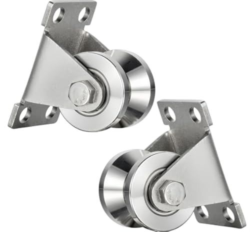 Qivine 2 Stück Umlenkrollen für Seile 6~12mm, Flaschenzug Umlenkrolle Stahlseil mit 2 Kugellager aus Edelstahl, Fitness Seilrolle für Drahtseile von Seilhebern, Schiffen, Yacht von Qivine