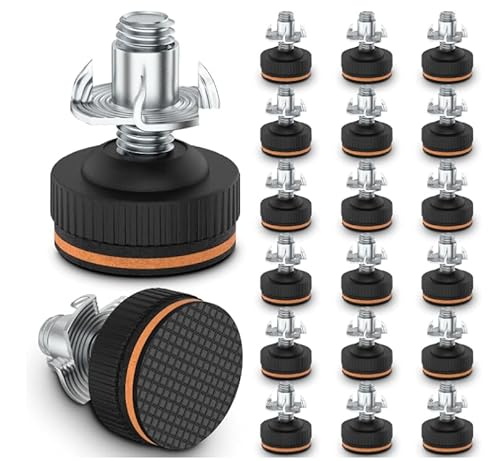 Qivine 24 Stück Nivellierfüße Verstellbare, 3/8" Möbelfüße Verstellbar mit Einschlagmutter, Tisch Stellfüße für Möbel, Regale, Schränke von Qivine