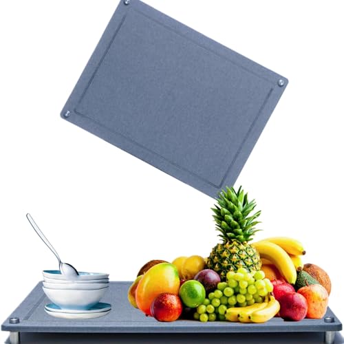 Qivine Abtropfmatte Geschirr, 40x30cm Geschirrabtropfgestell Unterlage Kaffeemaschine rutschfeste, Kieselgur Spülmatte Abtropfmatte Spüle Barmatte für Küchentheke mit Füßen (Grau) von Qivine