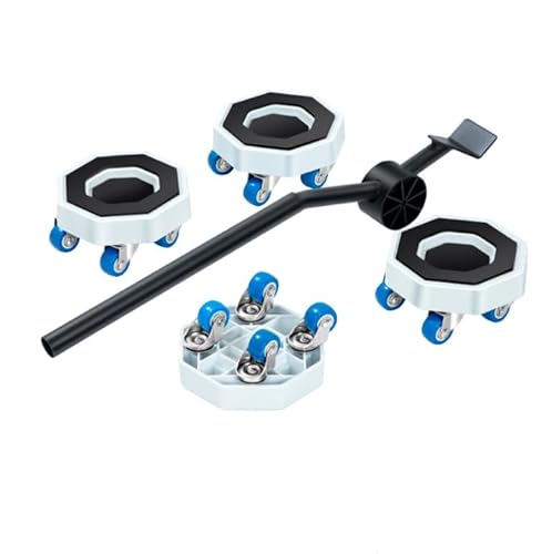 Qivine 4-Teiliges Möbeltransportrollen Set, 360° Drehbare Möbelroller Transportroller mit Verlängerungsstange, Anti-Rutsch Möbelrollen Schwerlast mit Rillen, 350kg Tragfähigkeit von Qivine
