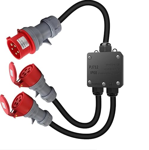 Qivine CEE Adapter 32A auf 16A, 1,5M Starkstrom Verlängerungskabel IP44-66, Außenbereich Starkstromkabel Phasenwender für Baustelle, Werkstatt, Industrie von Qivine