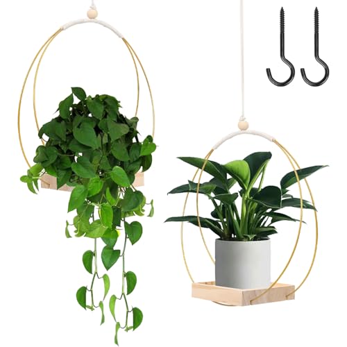 Qivine Makramee Blumenampel Hängend Innen, Fensterdeko Pflanzenampel Hängender Blumentopf Hängend, Hängeblumentöpfe Hängeampel Innen Hängetopf für Pflanzen zum Aufhängen (A) von Qivine