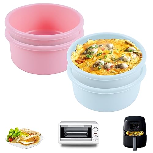 Qivine 4 Stück Eier Silikonform Heißluftfritteuse, Antihaft Eierformen Airfryer Zubehör Wiederverwendbare, Luftfritteuse Silikon Backformen für Eiersandwiches, Muffins, Pfannkuchen von Qivine