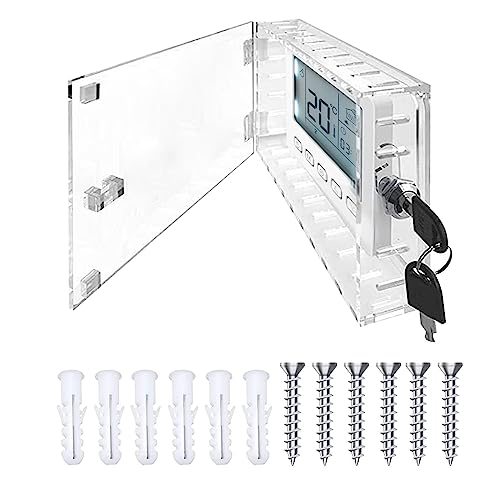 Qivine Thermostatschutz mit Schlüssel, Universal Acryl Transparenter Thermostat Guard 18 x 12 cm Universal Wand Thermostat Schutz Schließkasten für Zuhause, Büro, Schulen (1) von Qivine