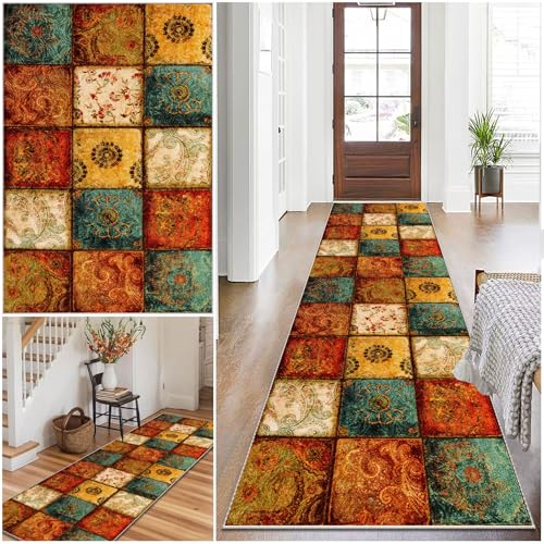 Flurläufer Teppich Läufer Flur Rutschfest Küchenläufer Waschbar Teppichläufer Flur Küchenteppich 90 x 140 cm Läufer Teppich Flur Modern Carpet Teppich für küche Flurteppich für Eingang Schlafzimmer von Qivstxug