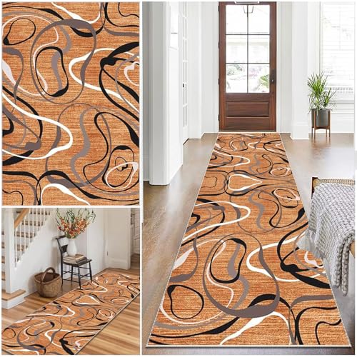 Läufer Teppich für Flur Küchen Läufer Teppiche Teppichläufer Flur Modern Küchenteppich Rutschfester Waschbar 100 x 500 cm Fußmatte Lang Schlafzimmer Entryway Runner Teppich Küchenläufer Matte von Qivstxug