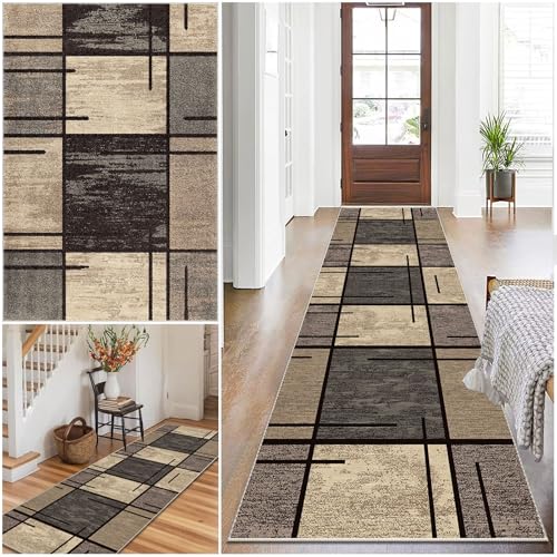 Qivstxug Läufer Teppich für Flur Küchen Läufer Teppiche Teppichläufer Flur Modern Küchenteppich Rutschfester Waschbar 50 x 180 cm Fußmatte Lang Schlafzimmer Entryway Runner Teppich Küchenläufer Matte von Qivstxug