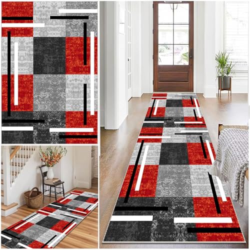 Teppich Läufer Flur Küchenläufer Waschbare 60 x 240 cm Teppichläufer Küchenteppich Flurläufer Lang Korridor Teppich Läufer für Küche, Eingang, Esszimmer, Wohnzimmer, Schlafzimmer Runner Teppich von Qivstxug